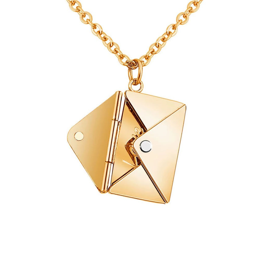 Love Letter Envelope Pendant Necklace Customized Stainless Steel Jewelry Confession Love You for Valentine Day Mother Day