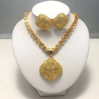 Fashion New Gold Color Wedding Jewelry Set Party Bride Women with Earrings Necklace