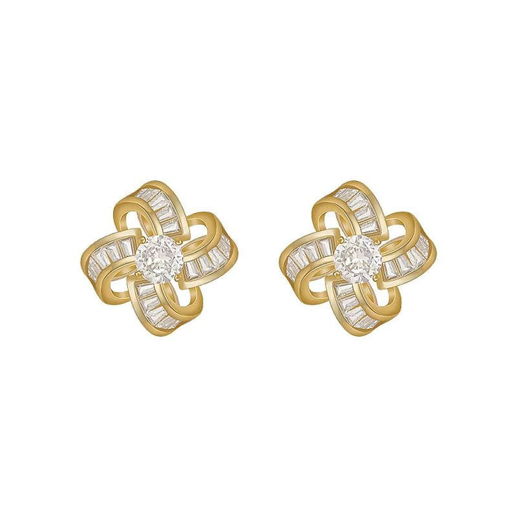 Korea New Fashion Jewelry 14K Real Gold Plating AAA Zircon Luxury Windmill Earrings Elegant Women'S Prom Wedding Accessories