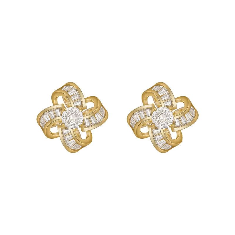 Korea New Fashion Jewelry 14K Real Gold Plating AAA Zircon Luxury Windmill Earrings Elegant Women'S Prom Wedding Accessories