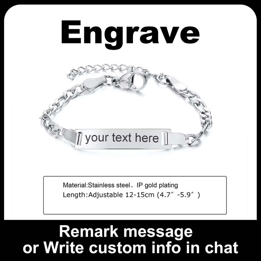 Personalize Name Bracelet for Baby Boy Girl Figaro Chain Smooth Bangle Link Gold Tone No Fade Safty Jewelry 12Cm to 15Cm