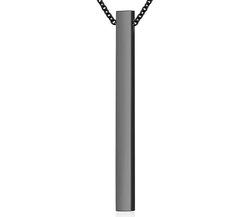 Women's Customized Personality Engrave Coordinates Name Stainless Steel Bar Necklace Pendant Men Women Valentines Day Gift for Lovers