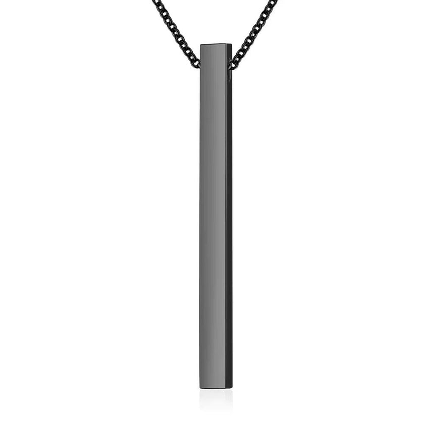 Women's Customized Personality Engrave Coordinates Name Stainless Steel Bar Necklace Pendant Men Women Valentines Day Gift for Lovers