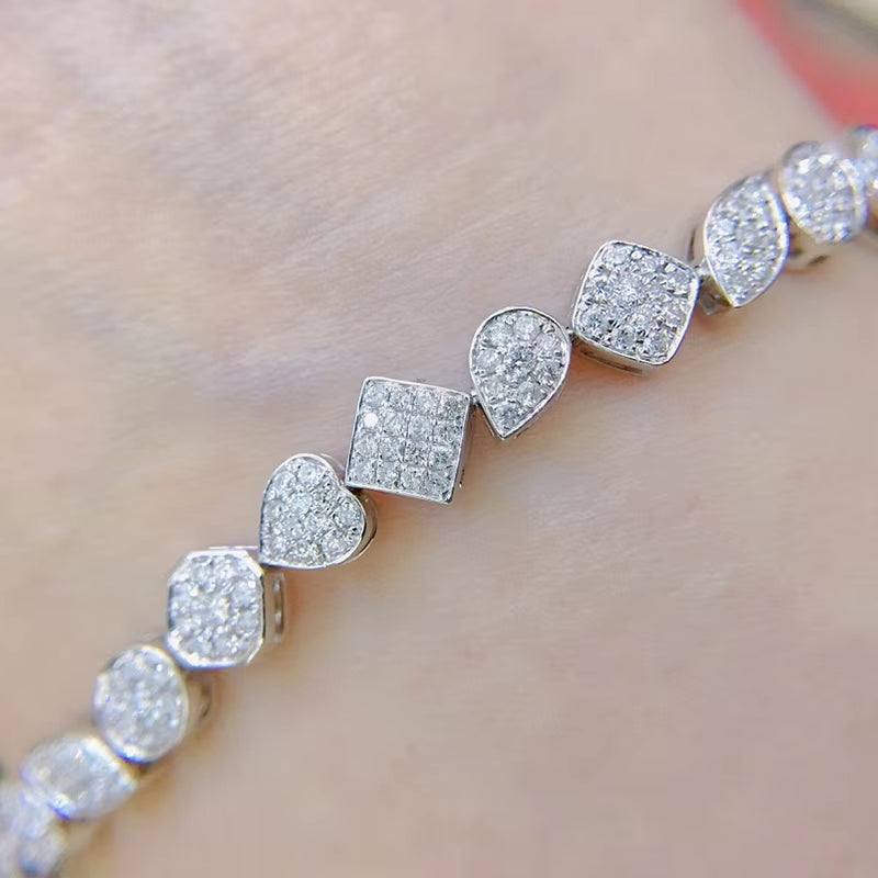 Aazuo Luxury Jewelry 18K Gold Real Diamond 2.2Ct Irregular Shape Bangle for Woman Upscale Trendy Wedding Engagement Party Luxury
