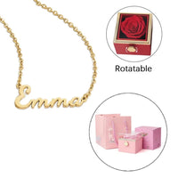 Twisted ETERNAL ROSE Box-Customized Name Necklace & REALROSE Flower Gift Box Heart Customize Jewelry Valentine'S Day Gift for Girlfriend