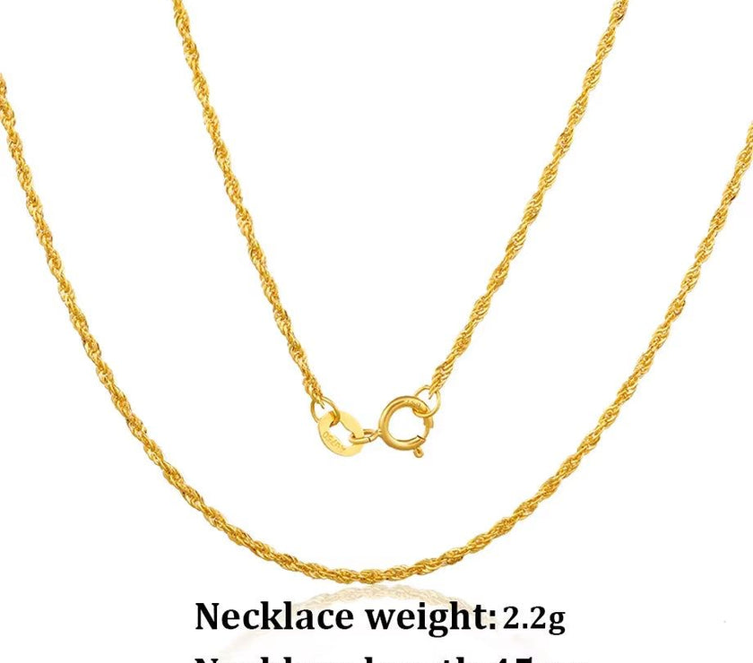 YUNLI Real 18K Gold Twisted Chain Necklace Simple Style Pure AU750 Hemp Rope Chain for Women Fine Jewelry Gifts
