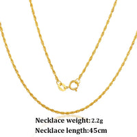 YUNLI Real 18K Gold Twisted Chain Necklace Simple Style Pure AU750 Hemp Rope Chain for Women Fine Jewelry Gifts