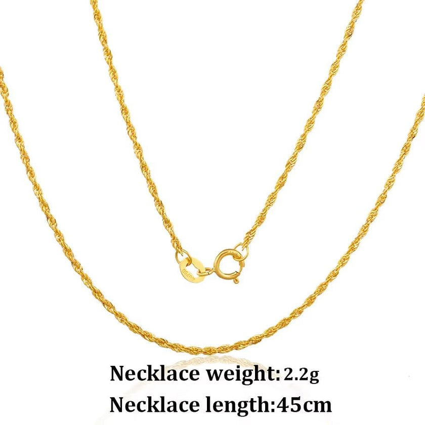 YUNLI Real 18K Gold Twisted Chain Necklace Simple Style Pure AU750 Hemp Rope Chain for Women Fine Jewelry Gifts