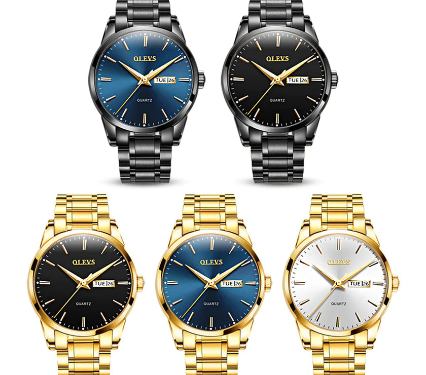 OLEVS Men Watches Waterproof Stainless Steel Quartz Male Wristwatch Men Gold Watch Fashion Luminous Luxury Watches for Men