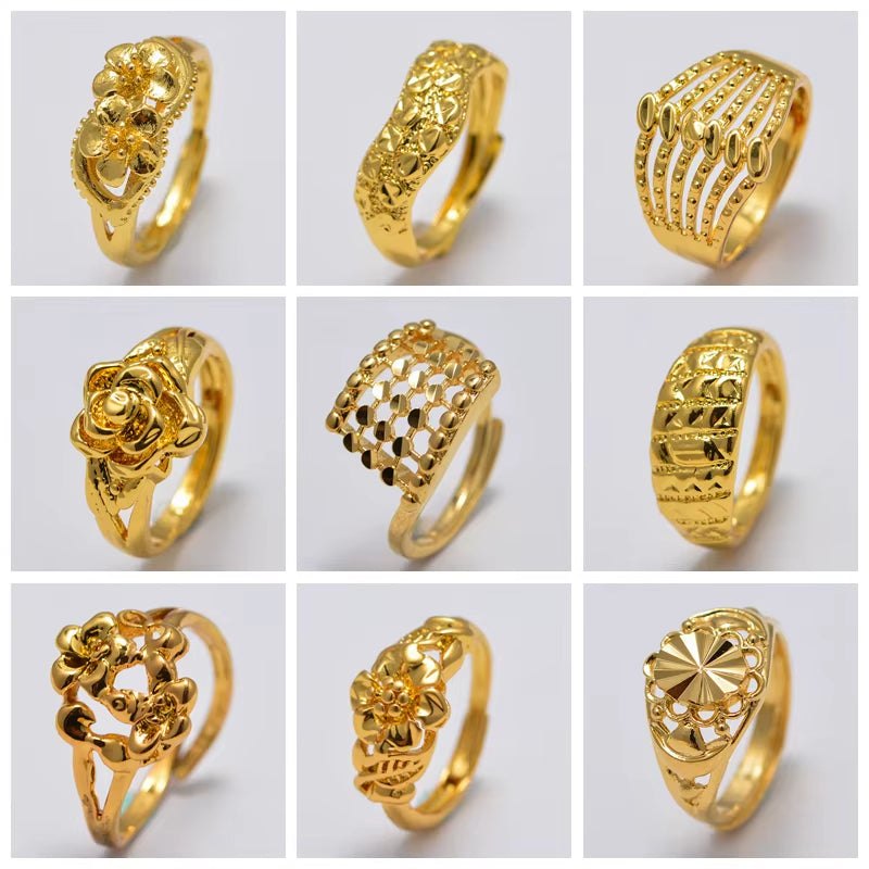 Bridal Wedding Jewelry  Dubai African Small Gold Color Rings for Women Girls Arabian Middle East Jewellery Little Bangs Woman Mama Best Gifts