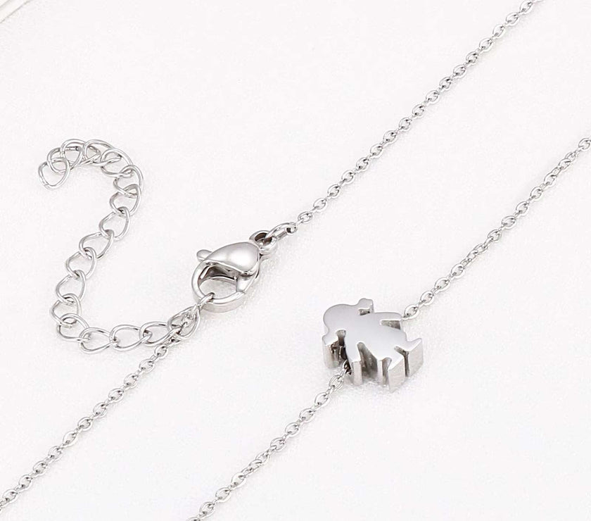Boy Girl Kid Pendant Women Necklace Name Date Child Family Jewelry Engraved Stainless Steel Gold Color Jewelry