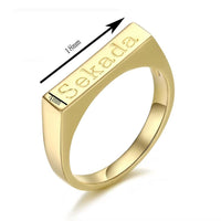 Custom Engraved Name Bar Ring Initial Letter Ring Women Jewelry Stackable Minimalist Textured Bar Rings Gift