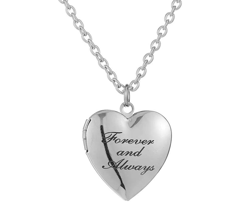 Love Heart Secret Message Locket Necklace Pendant DIY Photo Picture Locket Vintage Gift for Lover Couples Custom Message