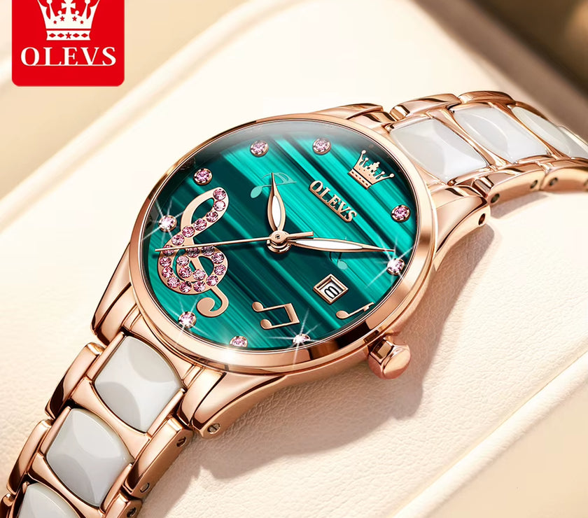 Watches for Ladies Watch Ceramic Stainless Steel Luxury Waterproof Watch Rose Gold Women'S Watches Trend Reloj Mujer