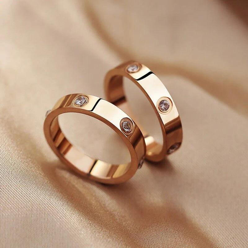 Style Luxury Bijoux Pulseira Feminina Bangle Ring Set Stainless Steel Jewelry Fit Lover Female Crystal Bracelets Rings Fashion Women