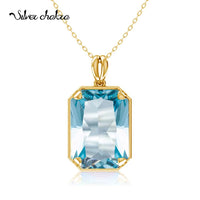 Wedding Gifts Jewelry 14K Gold Real Pendant for Women 925 Sterling Silver Pendants and Necklaces Birthstone Aquamarine Fine Jewelry Wedding Gifts