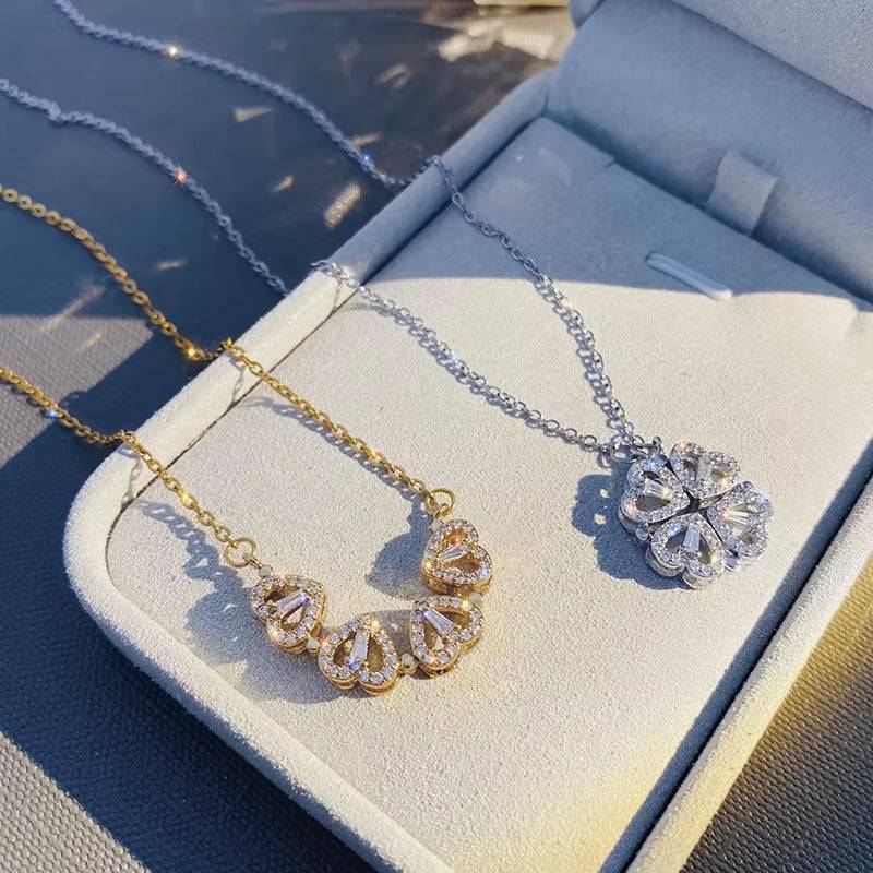  Two Customized Double Heart Necklace Gift Box