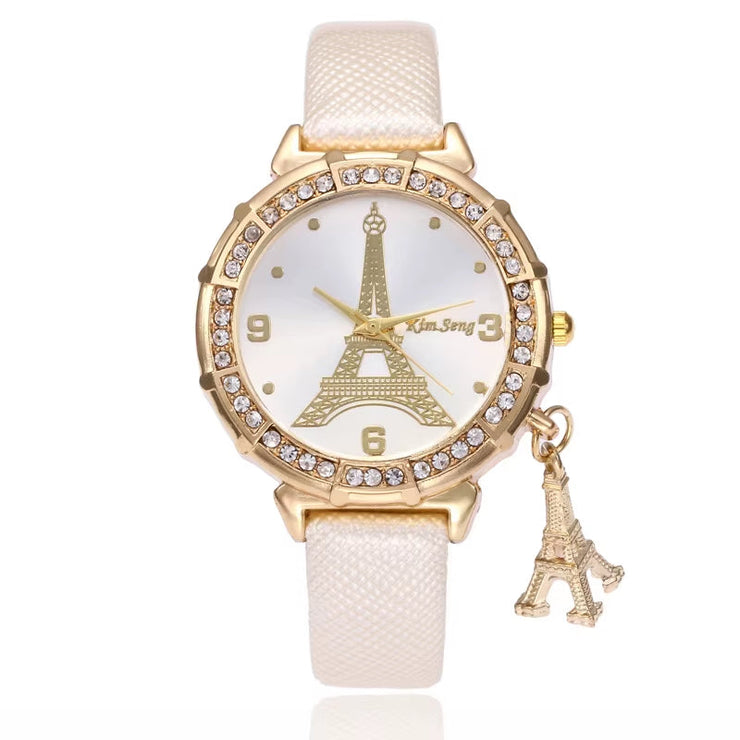 2020 Ladies Watches Fashion Paris Eiffel Tower Watches Women Faux Leather Quartz Watches Relogio Feminino Reloje Mujer Best Gift