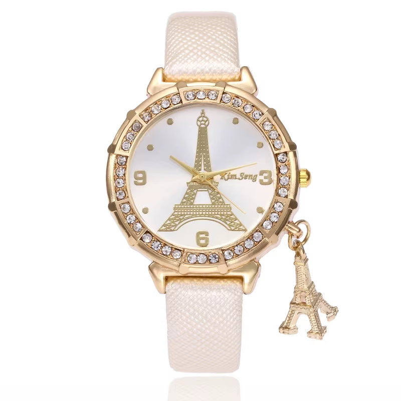 2020 Ladies Watches Fashion Paris Eiffel Tower Watches Women Faux Leather Quartz Watches Relogio Feminino Reloje Mujer Best Gift