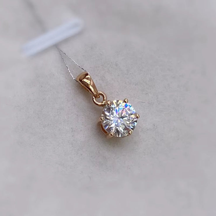 Real 18K White Gold Pendant 1CT Moissanite Necklace 6.5MM VVS Lab Diamond Rose Gold Fine Jewelry for Women Engagement Gift Au750