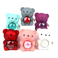 Allidy - Real Eternal Red Rose Teddy Bear Custom Name Necklace Jewelry Set Gift Box Christmas Valentine'S Birthday Wedding Gift