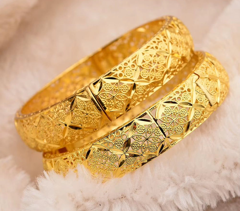 Fashion Accessories New Luxury Gold Color Bangles Women Men Girls Ethiopian African Dubai Wedding Bracelet Pulseras Party Gifts