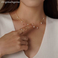 Real 14K Gold Filled Natural Pearl Necklace Gold Choker Handmade Pendants Collier Femme Kolye Collares Boho Jewelry for Women