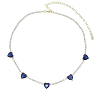 Valentine'S Day Gift Heart Design Fashion Jewelry Gold Color 3Mm CZ Tennis Chain Colorful Heart Stone Choker Necklace