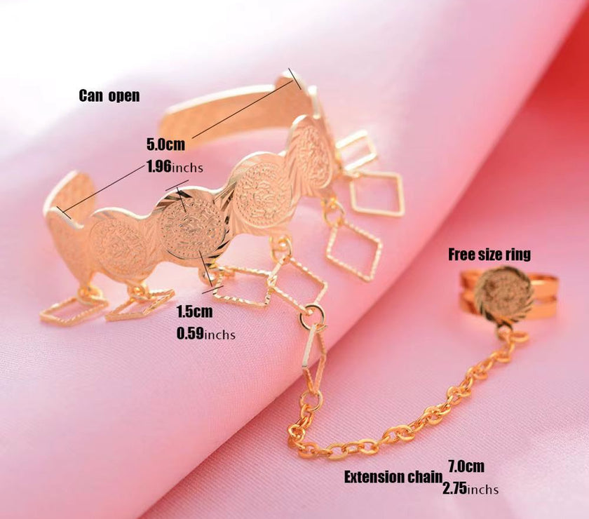 Gold Color Coin Banglesfor Girl Baby Bracelet Islam Muslim Arabic Currency Money Gold Bracelets Bangle Jewelry Birthday Gift