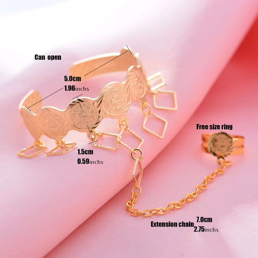 Gold Color Coin Banglesfor Girl Baby Bracelet Islam Muslim Arabic Currency Money Gold Bracelets Bangle Jewelry Birthday Gift
