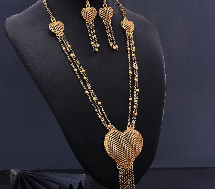 Indian Chokers Wedding Chain Jewelry Sets Gold Color Earrings for Women African/Dubai/Arab Wedding/Party Wife Gifts