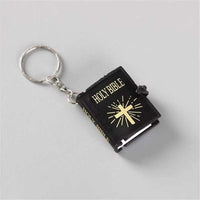  Style Gold Color Mini Holy Bible Keychain Real Paper Can Read Key Chain Pendant Keyring Fashion Religious Jewelry A865