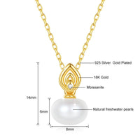 18K Gold Necklace Pendant round Natural Freshwater Pearl AU750 Yellow Gold Pendant Women'S Fine Jewelry Gift with Certificate
