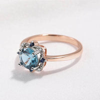 Real 925 Sterling Silver Jewelry Sets London Blue Topaz Created Gemstone for Women Birthday Wedding Fine Jewelry Rose Gold Plate