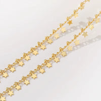 Brass 14K Gold Plated Star Heart Charms Bead Chain Satellite Cable Link Chains Diy for Women Necklace Bracelet Jewelry Making