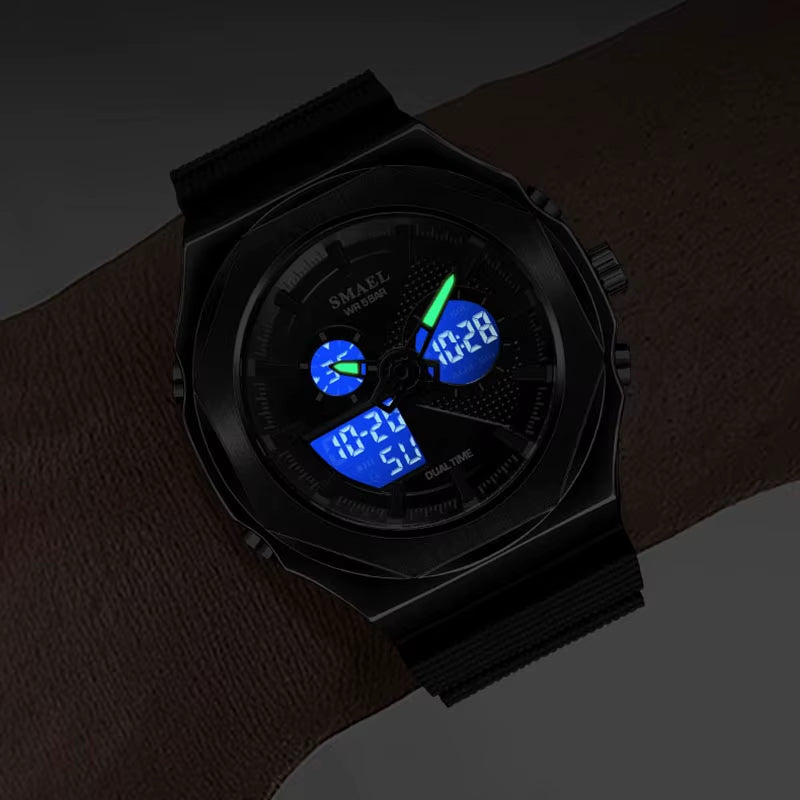 SMAEL Sport Watches Women 50M Waterproof Lady Watches Pink Lover Gifts 8102 Dual Time Diaplay Watches Digital LED Back Light