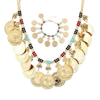 Fashion Color Austrian Crystal Golden Oman Coin Allah Tassel Women Charm Necklaces Muslim Party Wedding Luxury Jewelry Gift