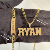 DHQH Original New Custom Name Set Jewelry Stainless Steel Love Crown Name Pendant Engraved Name Children'S Bracelet Necklace Set