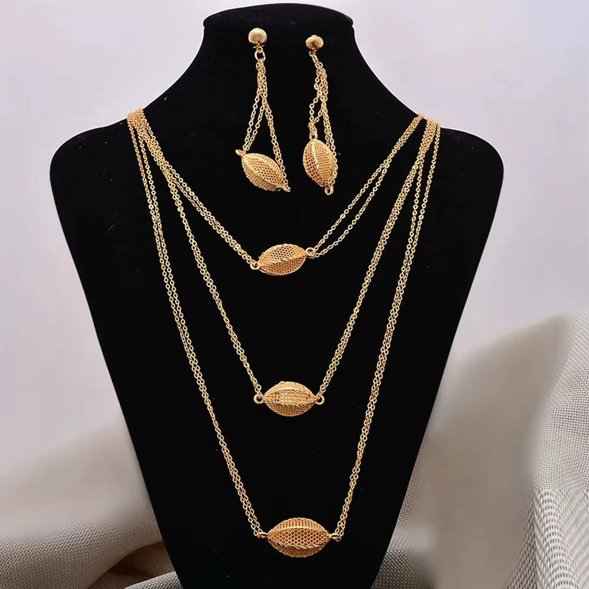 Dubai Gold Color Earrings/Necklaces/Jewelry Sets for Women Gold Color African/Nigeria Jewellery Gifts Band Gift Box
