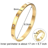 Style Luxury Bijoux Pulseira Feminina Bangle Ring Set Stainless Steel Jewelry Fit Lover Female Crystal Bracelets Rings Fashion Women