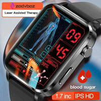 Temperature Monitoring Painless Non-Invasive Blood Sugar Smart Watch Men Laser Treatment Health Blood Pressure Sport Smartwatch Women Glucometer Watch