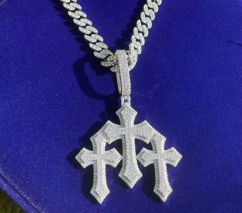 Iced Out Cross for Women White Gold Plated Real Copper Cubic Zirconia Luxury Hip Hop Jewelry
