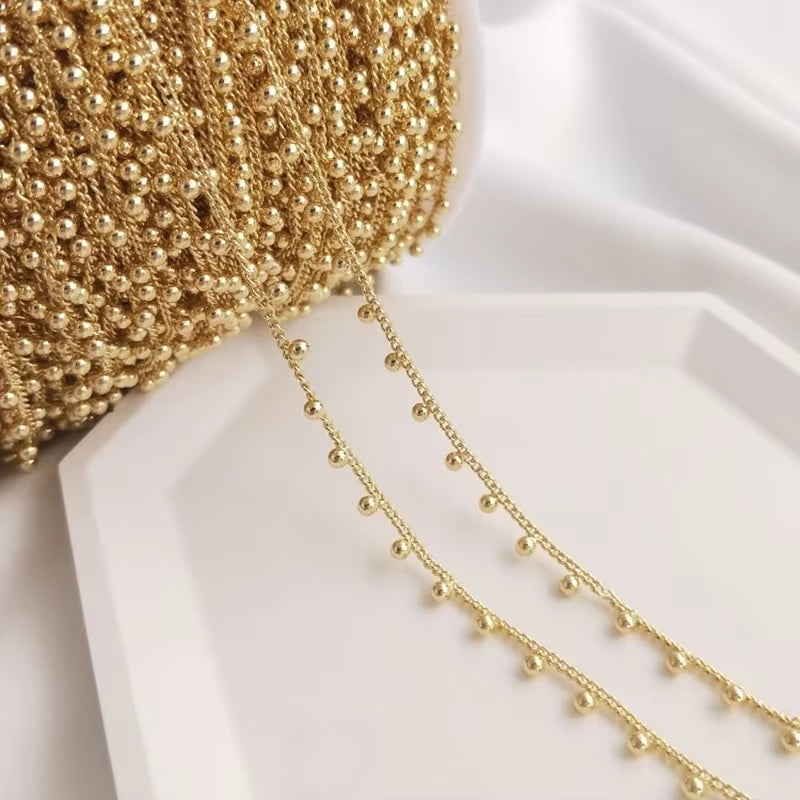 Brass 14K Gold Plated Star Heart Charms Bead Chain Satellite Cable Link Chains Diy for Women Necklace Bracelet Jewelry Making