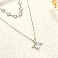 Fashionable Design Crystal Heart Pendant Necklaces for Women Heart Necklace Angle Necklace Dainty Layered Pendant Necklaces Jewelry Gift for Her