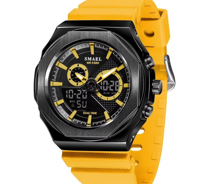 SMAEL Sport Watches Women 50M Waterproof Lady Watches Pink Lover Gifts 8102 Dual Time Diaplay Watches Digital LED Back Light