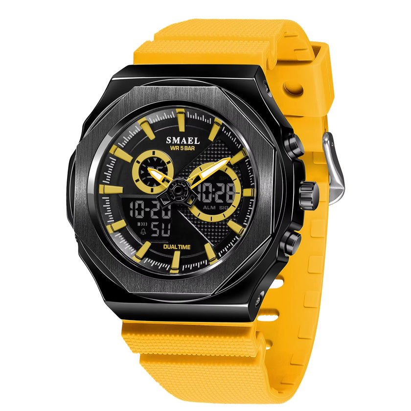 SMAEL Sport Watches Women 50M Waterproof Lady Watches Pink Lover Gifts 8102 Dual Time Diaplay Watches Digital LED Back Light