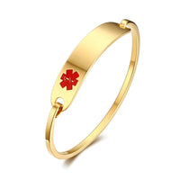 Free Engraving Medical Alert Bracelet Non Allergenic Surgical Steel ID Cuff Bangle Bracelets for Women Jewelry