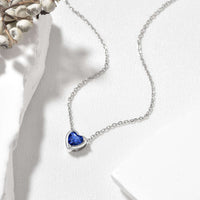 Dainty Silver Necklace Women 925 Sterling Silver Birthstone Love Heart Necklace, Birthday Valentines Gift