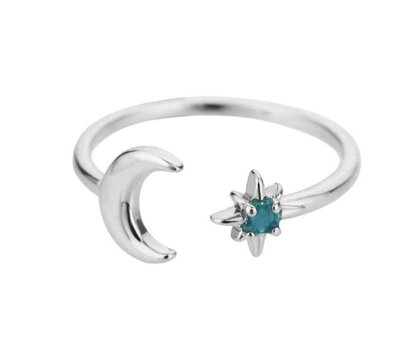 Christmas Zircon Moon Rings for Women Stainless Steel Glowing Moon Star Adjustable Finger Ring Aesthetic Wedding Jewelery Gift Bague Femme