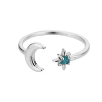 Christmas Zircon Moon Rings for Women Stainless Steel Glowing Moon Star Adjustable Finger Ring Aesthetic Wedding Jewelery Gift Bague Femme